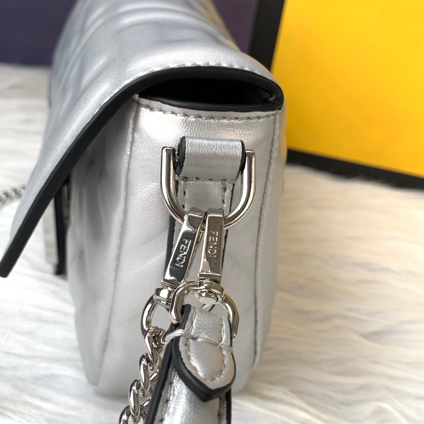 Fendi Baguette Mini Leather Crossbody Bag 19cm
