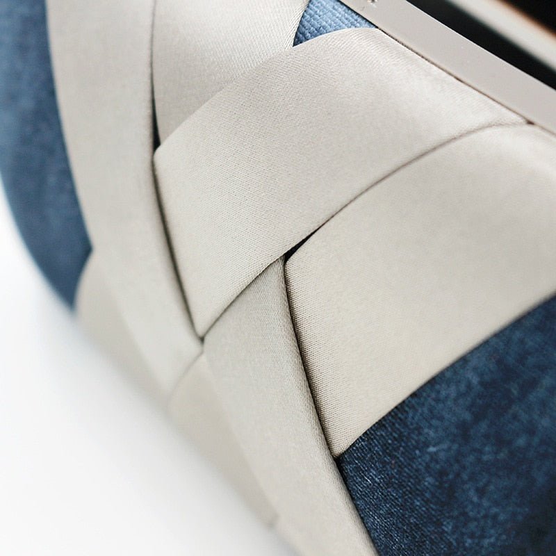 Criss Cross Satin Women Evening Bags Velvet Blue Color Party Small Day Clutch Handbags Pillow Design Holder-4