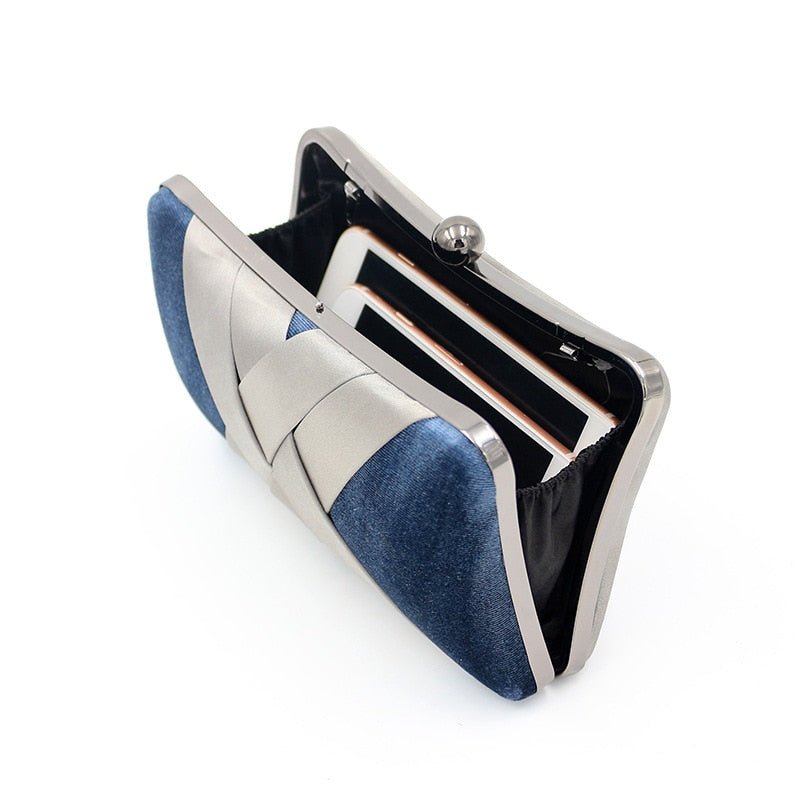 Criss Cross Satin Women Evening Bags Velvet Blue Color Party Small Day Clutch Handbags Pillow Design Holder-2