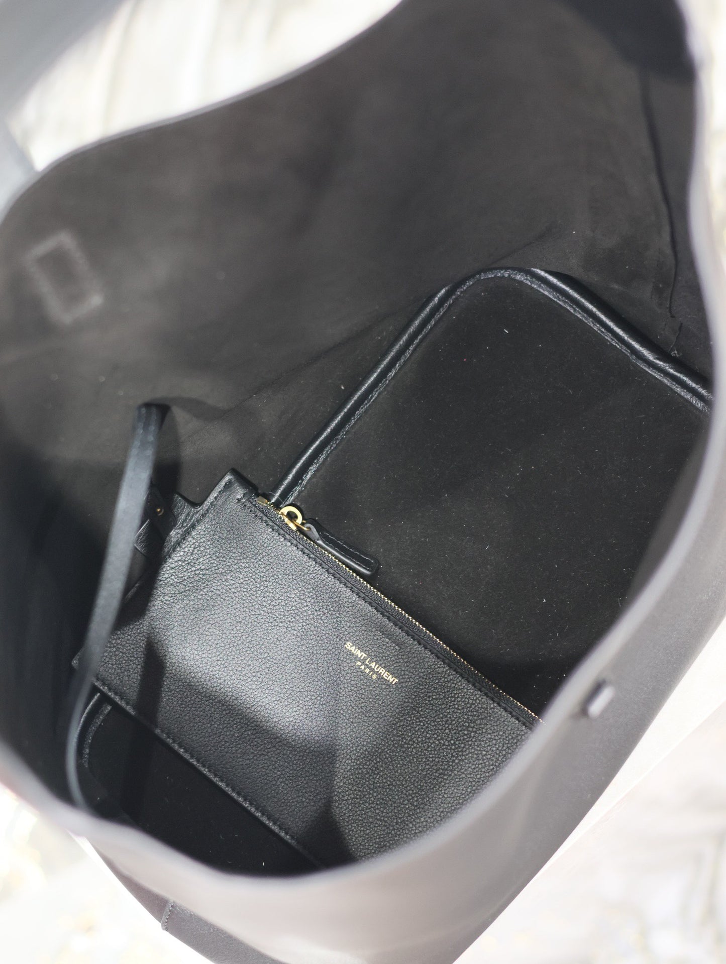 Ysl Saint Laurent LE 5A7 Hobo Bag Vintage Black Leather