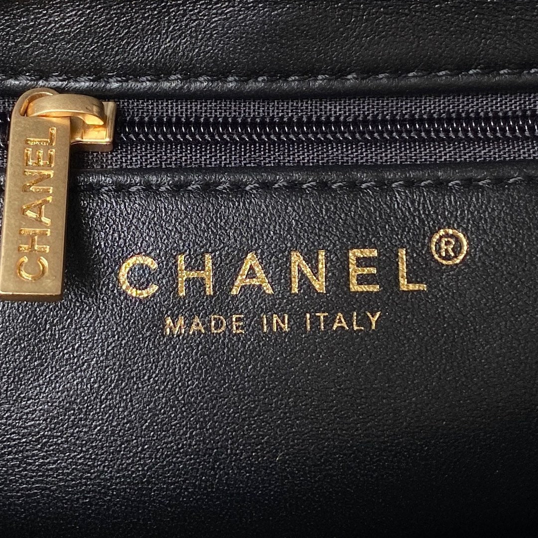 Chanel Kelly Mini Shopping Bag Black and Gold