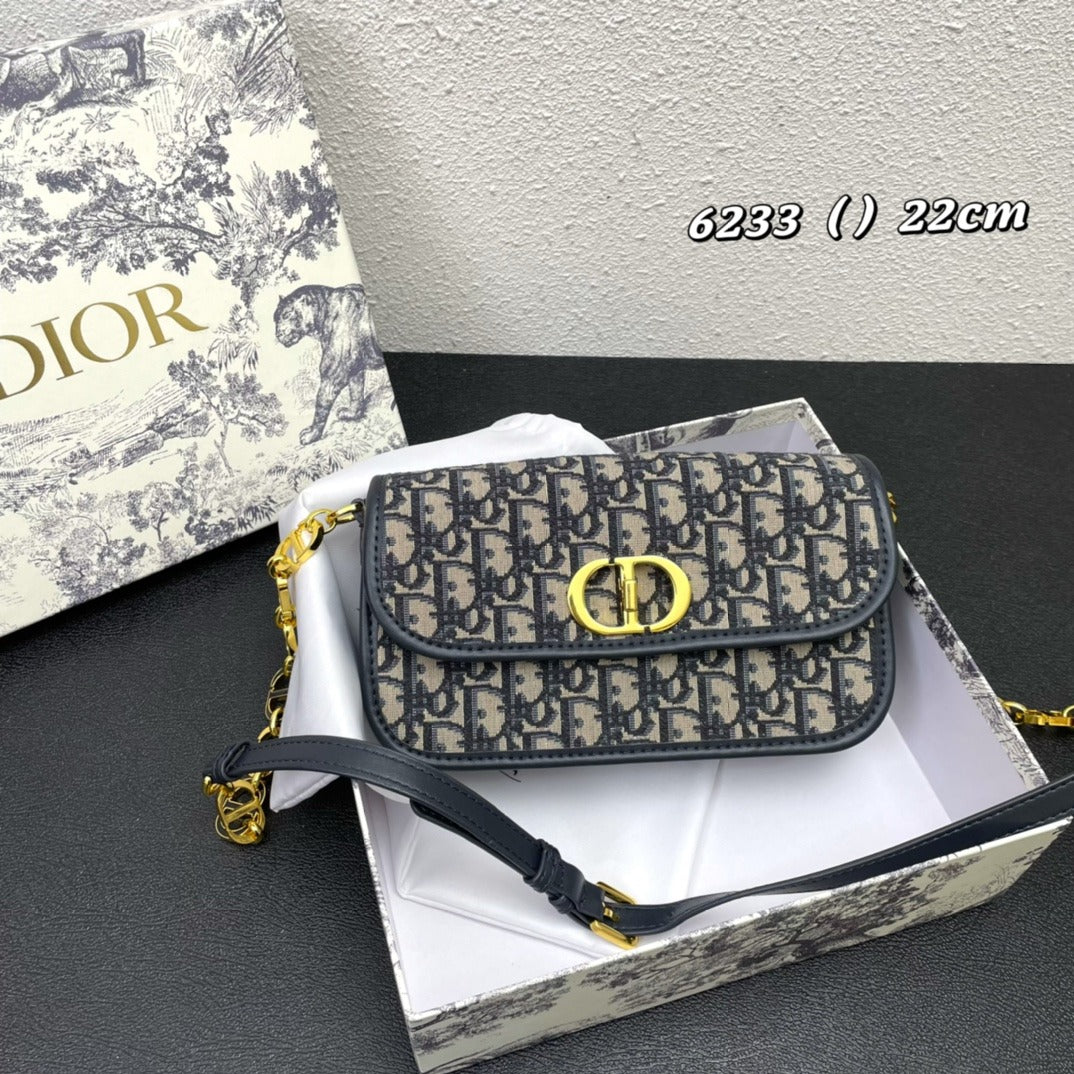 Dior 30 Montaigne Avenue Bag Jacquard Oblique blue