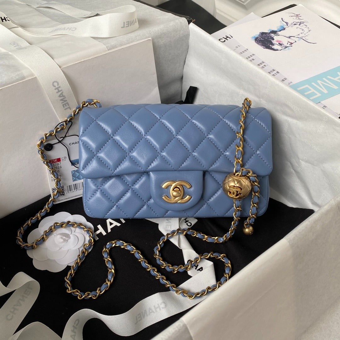 Chanel Flap Bag Blue Leather