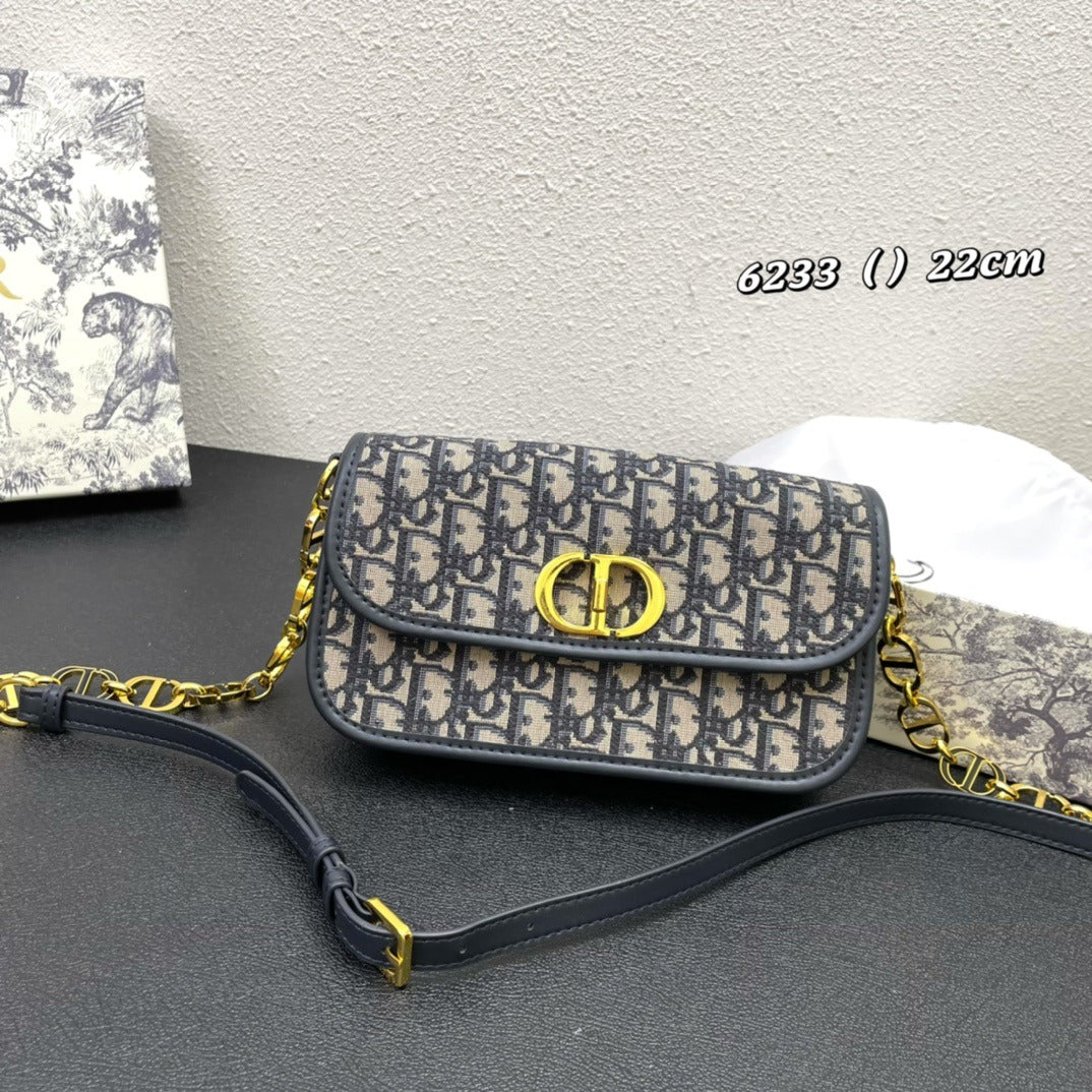 Dior 30 Montaigne Avenue Bag Jacquard Oblique blue