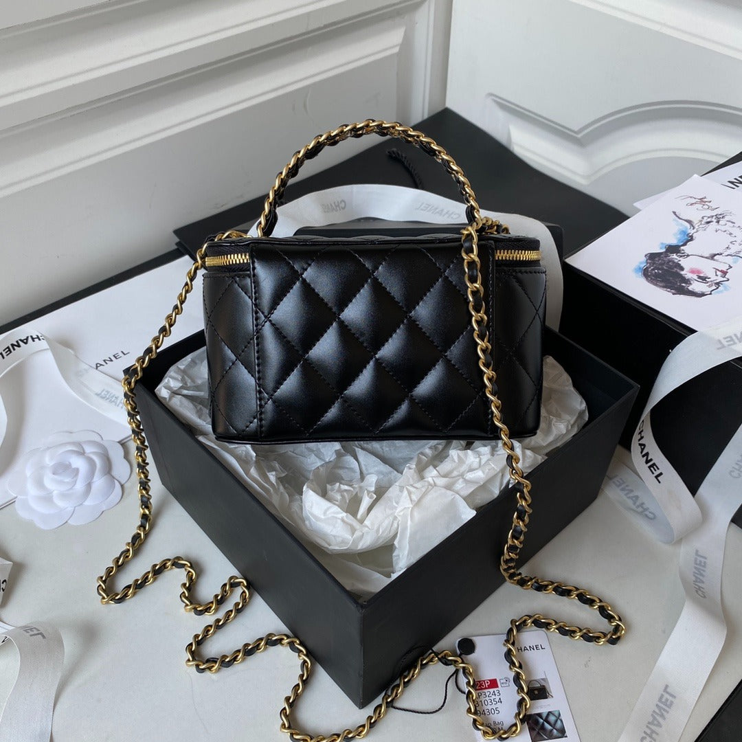Chanel Vanity Bag Quilted Black Leather