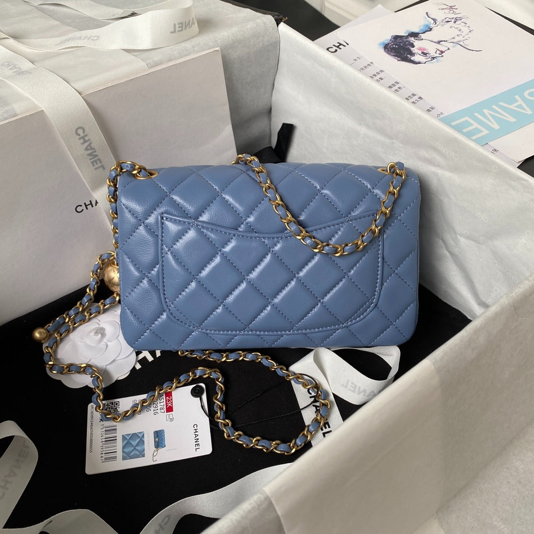 Chanel Flap Bag Blue Leather