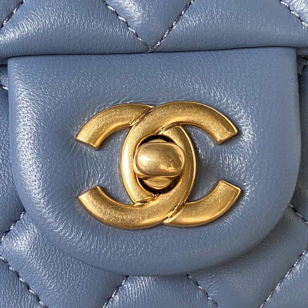 Chanel Flap Bag Blue Leather