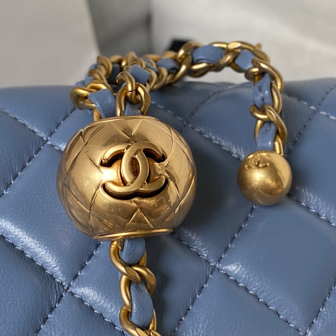 Chanel Flap Bag Blue Leather