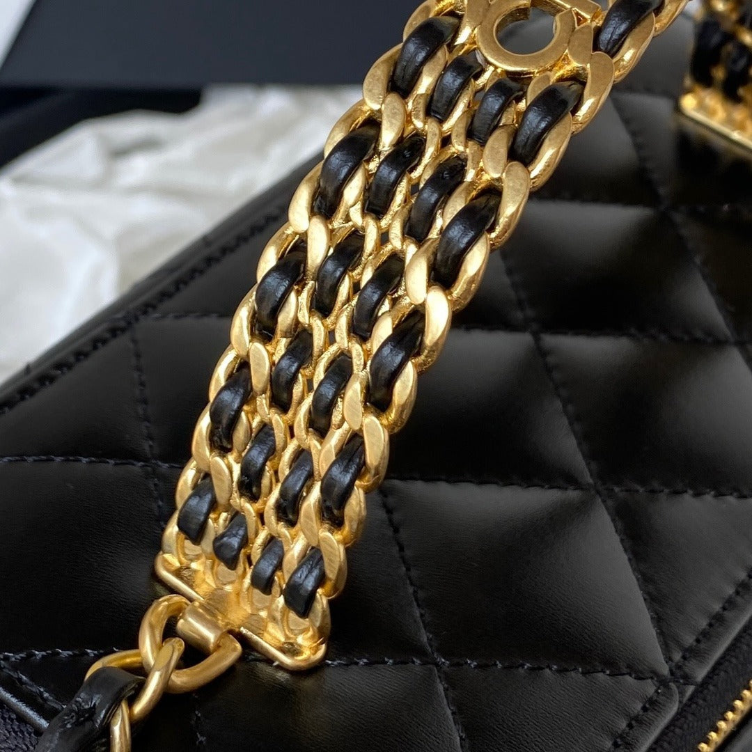Chanel Vanity Bag Quilted Black Leather