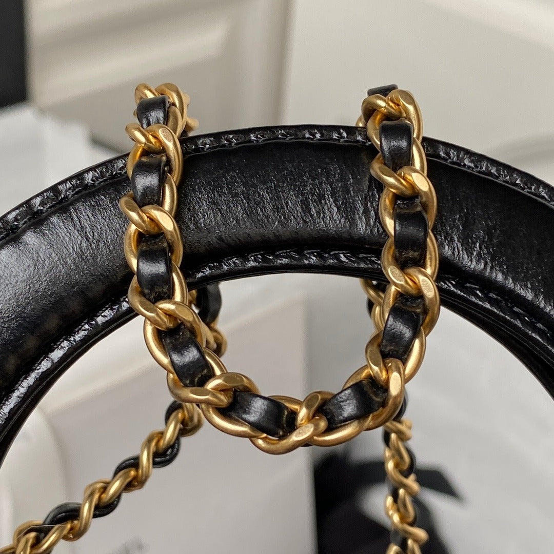 Chanel Kelly Mini Shopping Bag Black and Gold