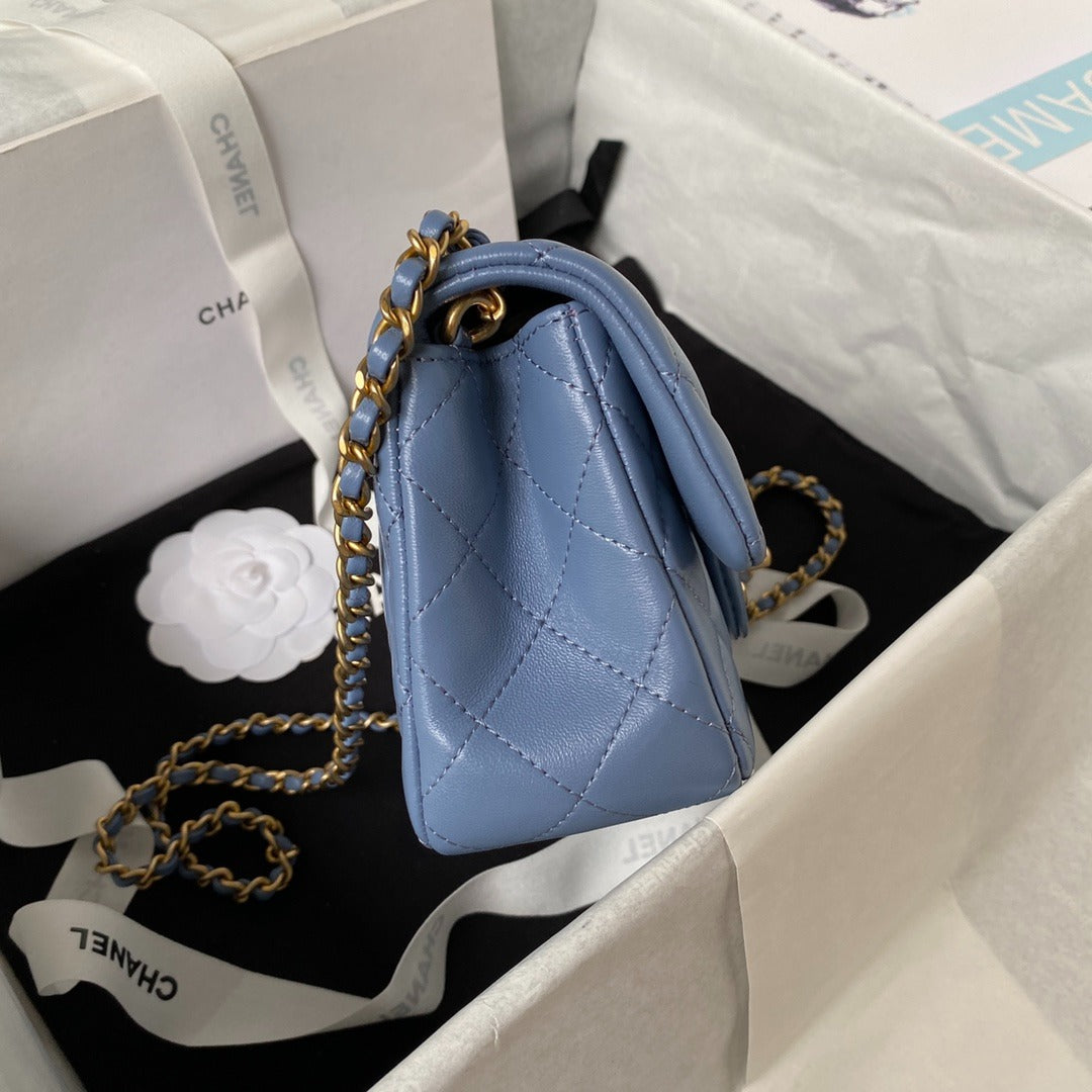 Chanel Flap Bag Blue Leather