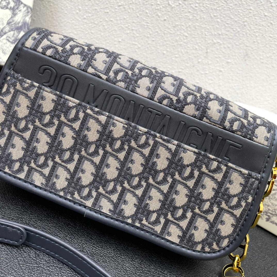Dior 30 Montaigne Avenue Bag Jacquard Oblique blue