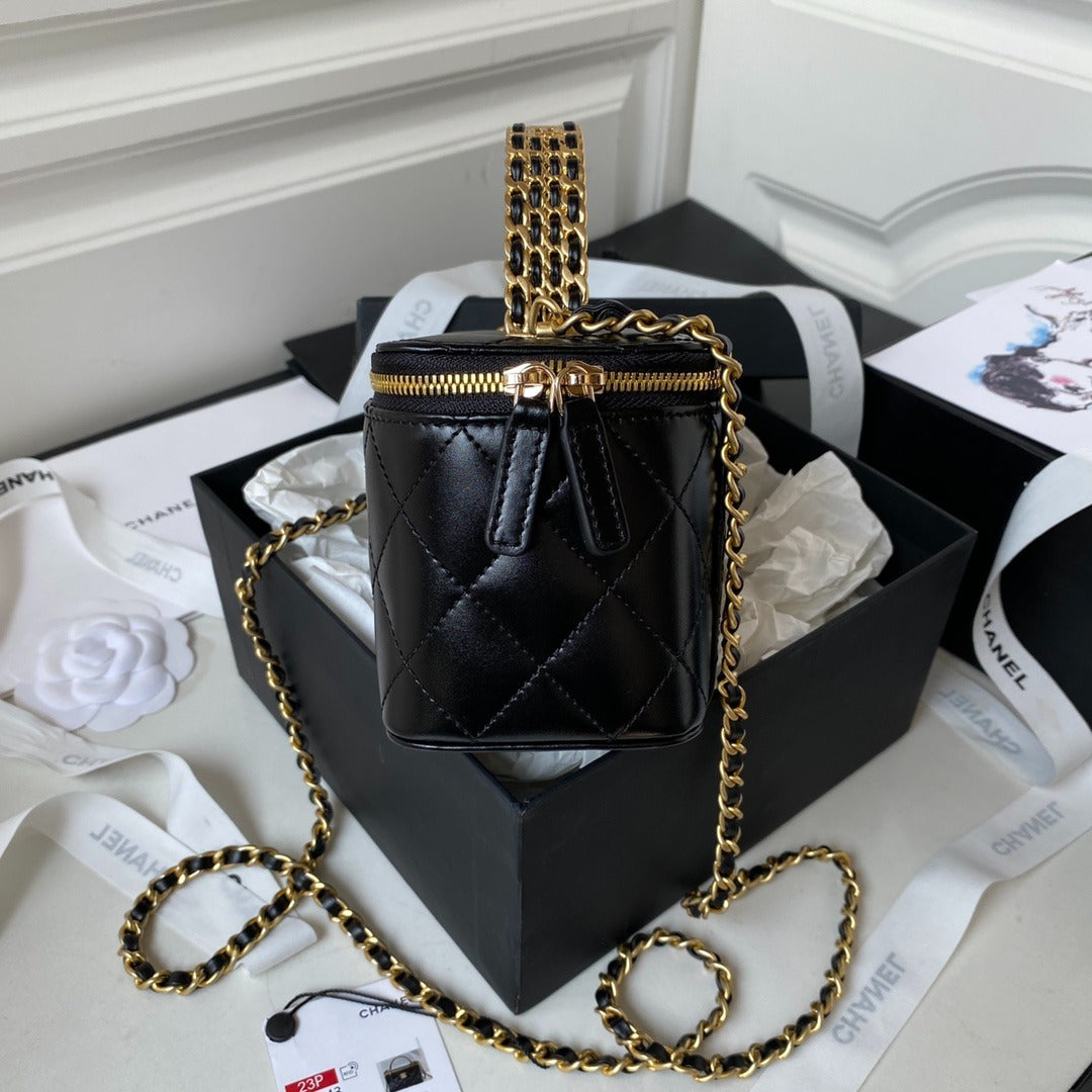Chanel Vanity Bag Quilted Black Leather