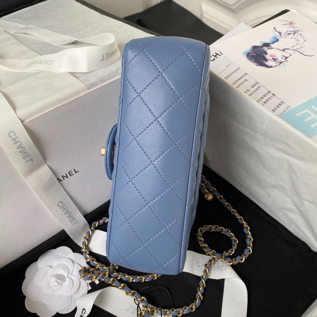 Chanel Flap Bag Blue Leather