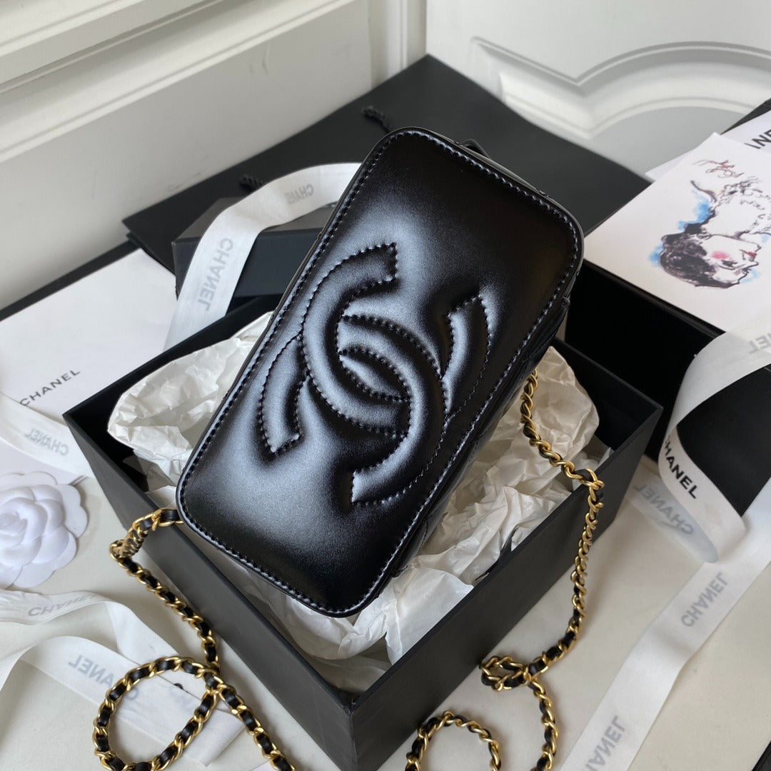 Chanel Vanity Bag Quilted Black Leather