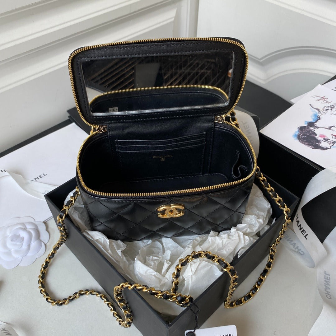 Chanel Vanity Bag Quilted Black Leather