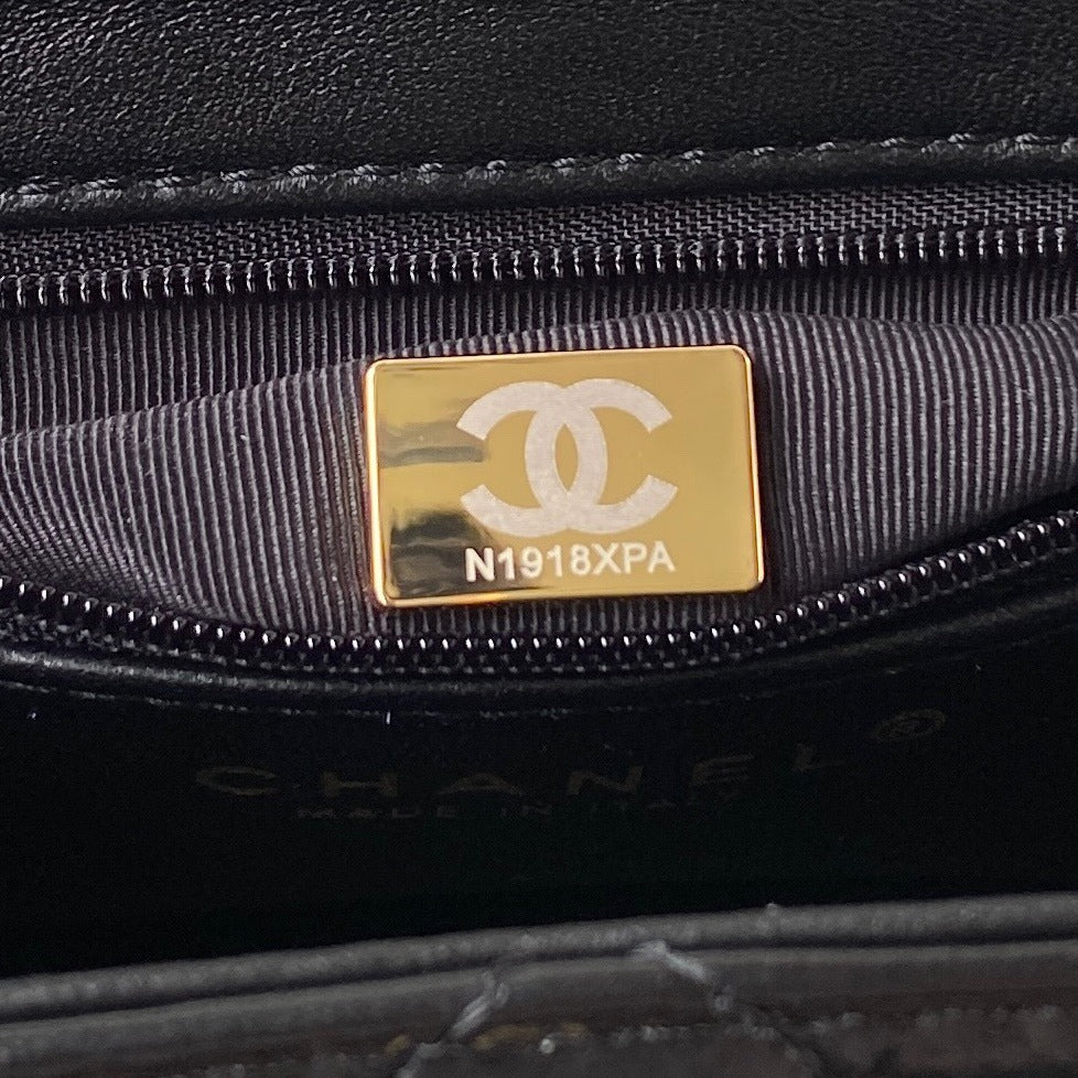Chanel Kelly Mini Shopping Bag Black and Gold