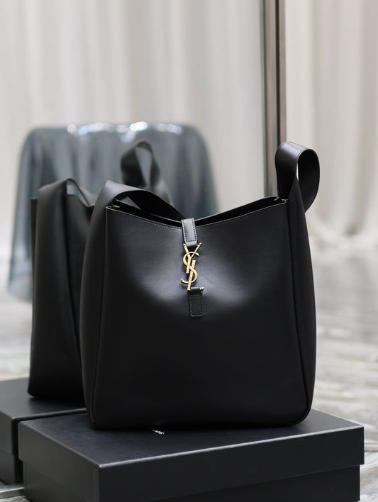 Ysl Saint Laurent LE 5A7 Hobo Bag Vintage Black Leather