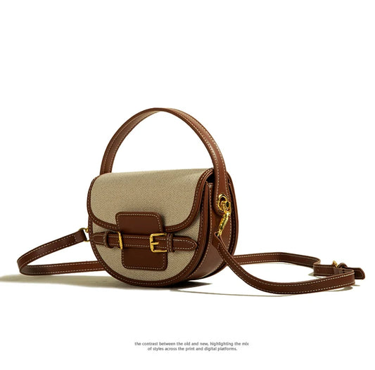 Muzikai Genuine Goods Saddle Bag Niche Retro Patchwork Handbags 2023 New Casual All-Match Messenger Bag-0