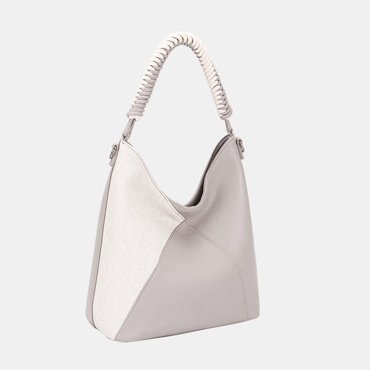 David Jones Woven Handle PU Leather Handbag-0