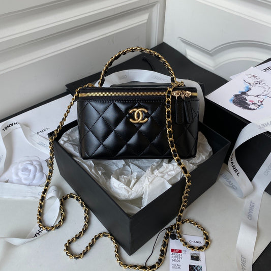 Chanel Vanity Bag Quilted Black Leather